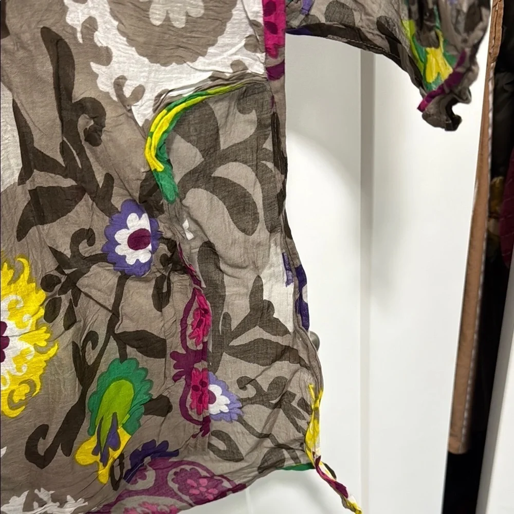 Floral V-Neck Women's Top Cotton tunic sz s/m